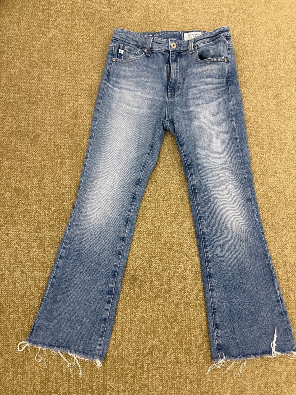 AG Farrah Boot Crop Jeans Raw Hem Medium Wash Size 26